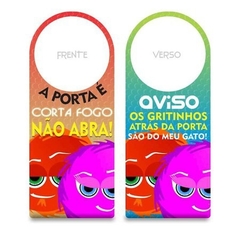 Aviso De Porta Fofuras Da Maçaneta - A Porta é Corta Fogo Não Abra!