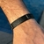 Pulseira do Pai Nosso em Couro Preto e Metal Grafite - comprar online