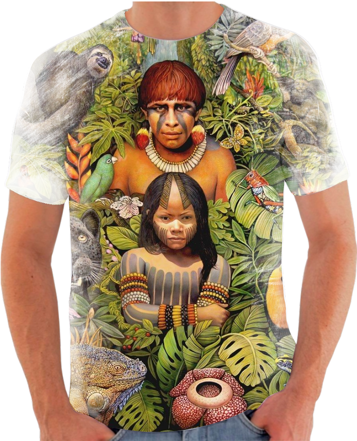 Camiseta camisa blusa Temática Personalizada 100% Poliéster xamã xamanismo  cultura indigena riquezas brasileiras