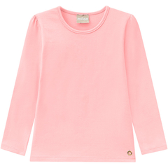 Blusa Infantil Menina Cotton 4 Rosa Jujuba c/ Medalhinha (tam 4-10) Milon