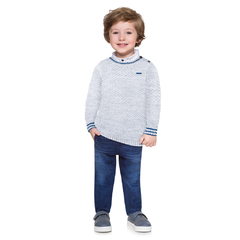 Casaco Infantil Menino Tricot Mescla White (tam 4-8) Milon