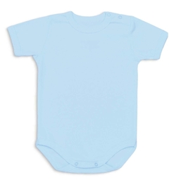 Body bebê (RN/GG) de ribana manga curta azul bebê Dedeka