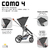 Kit Carrinho Como 4 + Bebê Conforto  + Moisés + Bolsa Woven Black C/ Couro ABC Design  - loja online