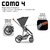 Kit Carrinho Como 4 + Bebê Conforto  + Moisés + Bolsa Woven Black C/ Couro ABC Design 