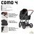 Kit Carrinho Como 4 + Bebê Conforto  + Moisés + Bolsa Woven Black C/ Couro ABC Design  - Variedade para Gestante e Bebê | Qualidade | A Pílula Falhou