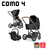 Kit Carrinho Como 4 + Bebê Conforto  + Moisés + Bolsa Woven Black C/ Couro ABC Design 