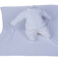Kit saída de maternidade tricot e plush off white Beth Bebê