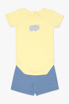 Conjunto Modal De Body Curto P/GG Amarelo E Azul Dedeka