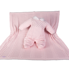 Saida Maternidade Tricot/Plush Manta Macacão Anita Rm/p Rosa Beth Bebe 