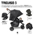 Imagem do Carrinho de Bebê Travel System Treviso 3 Woven Black c/ Couro ABC Design