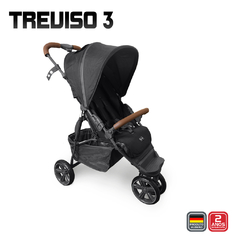 Carrinho de Bebê Travel System Treviso 3 Woven Black c/ Couro ABC Design
