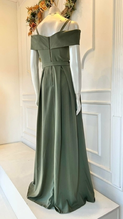 Vestido em Crepe Monique Verde Oliva + Cinto Strass - comprar online