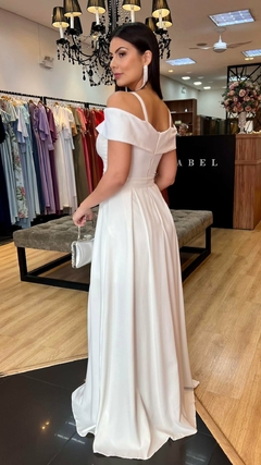 Vestido em Crepe Monique Branco + Cinto Strass - comprar online
