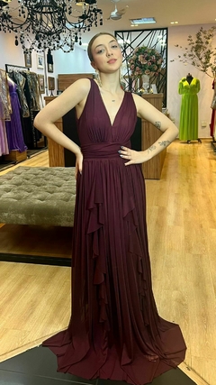 Vestido em Microtule Iris Marsala (Capa Removivel)