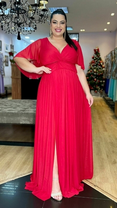 Vestido em Microtule Giah Vermelho Plus