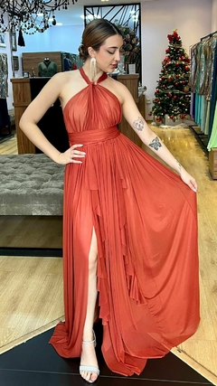 Vestido em Microtule Maithe Terracota