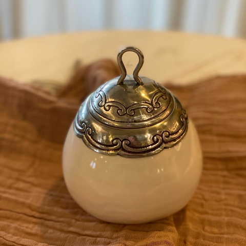 YERBERA CERAMICA ALPACA TAPA CINCELADA