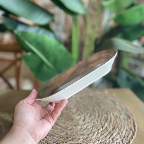 BANDEJA DE FIBRA DE BAMBOO SUMATRA SIMIL MADERA Y BEIGE 25X14X4 CM