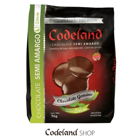 Chocolate Semi Amargo SIN AZÚCAR Codeland SIN TACC x 1 KG CodelandShop