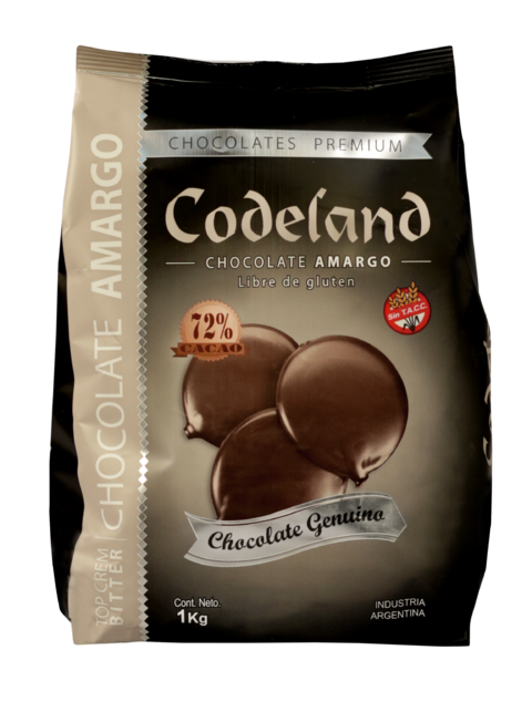 Chocolate Amargo 72 % Codeland SIN TACC x 1 KG CodelandShop