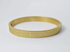 Bracelete Pai Nosso Aço 8mm Dourado - DOM ACCESSORI
