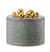 Caixa decorativa cinza com bolas douradas