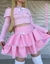 Imagem do Saia Barbie babado duplo com renda e laço rosa