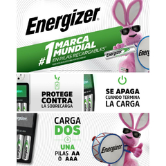 Cargador Energizer Mini de 2 Pilas. Incluye 2 pilas recargables AA - tienda online