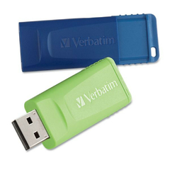 Pendrive 64gb Verbatim Retract #99812 Pack x2 unid azul y verde - tienda online
