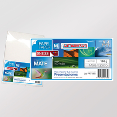 Papel Matte A4 Autoadhesivo 110gr Gneiss GN-PA110M x20 hojas