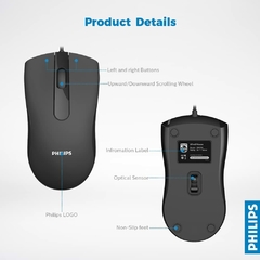 Mouse Philips M101 Usb 1000dpi Black