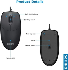 Mouse Philips M234 Usb 1000dpi Black - AHP Insumos