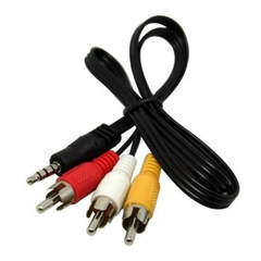 Cable Kolke Audio y Video 3 RCA a 1 mini plug 3,5mm. Largo 1,8m