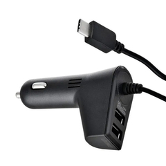 Cargador 12v automovil Klipxtreme con cable tipo C y dos puertos USB