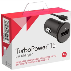 Cargador 12v automovil Motorola Turbo Power 15 con cable micro usb