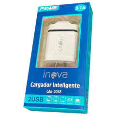 Cargador USB 2 puertos Inova Prime 220v a 5v 3,1A Blanco