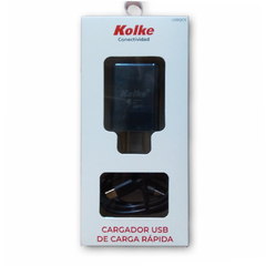 Cargador USB Kolke chip Qualcomm3 Negro carga rapida con Cable USB a Tipo C en internet