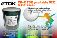 CD TDK print en Bulk x100 unid. - comprar online