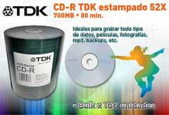 CD TDK logo en Bulk x100 unid. en internet
