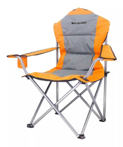 Sillon Plegable Camping Gris y Naranja Respaldo Alto Kushiro SCR01GN