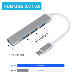 Hub Tipo C metalico 4 puertos Skyway 1 USB 3.0 y 3 USB 2.0 en internet