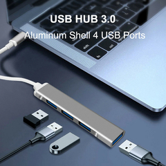 Hub Tipo C metalico 4 puertos Skyway 1 USB 3.0 y 3 USB 2.0 - AHP Insumos