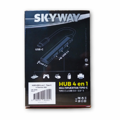 Hub Tipo C metalico 4 puertos Skyway 1 USB 3.0 y 3 USB 2.0