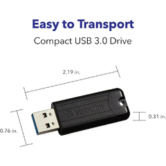 Pendrive 64gb Verbatim Pinstripe #49318 USB 3,0 Negro - AHP Insumos