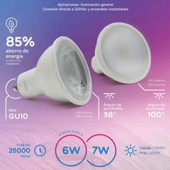 Dicroica Led Dimerizable 6w Luz Fria Angulo 100 - comprar online