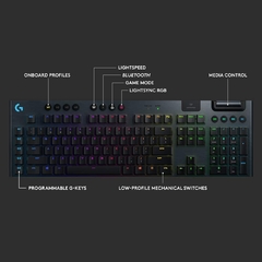 Teclado inalambrico Logitech G915 Mecanico Negro RGB con Lightspeed - tienda online