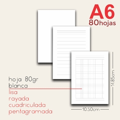 LIBRETA A6 - PERSONALIZADA - 80 HOJAS - tienda online