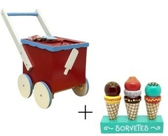 Combo carrinho sorveteiro + kit sorvetes