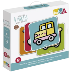 COMBO Kit 4 Partes Animais do Jardim + Kit 4 Partes Transportes Babebi - Ekko Brinquedos Educativos