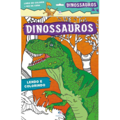 Kit colorir com giz - Livro + giz de cera - Dinossauros